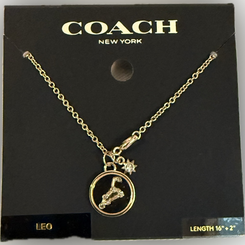 ♌️COACH♌️Leo Zodiac Gold Tone Necklace with Dust Bag/NWT - Picture 5 of 8